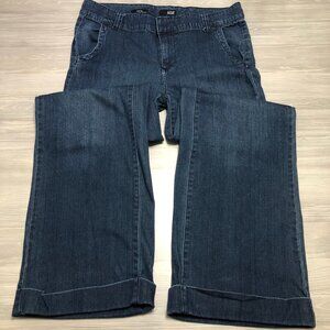 a.n.a Jeans Mid Rise Wide Leg Cuffed Leg Blue Womens Size 12